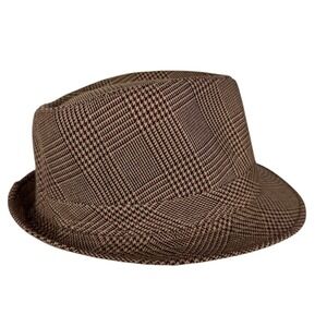 Fedora Woven Hat Brown & Black Plaid  Men's Westend Brand Size S/M